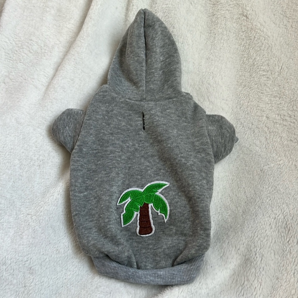 No Name Dog Hoodie, Grey, Palm Tree Patch